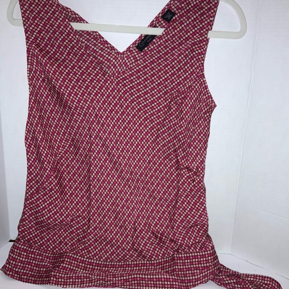 Context Pink and White Polka Dot Blouse Silk